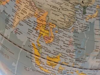 map of southeast asia countries on globe